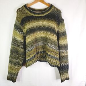 Apricot Striped Moss Green Sweater